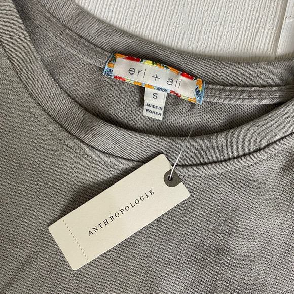 Anthropologie Eri + Ali NWT Taupe Long Sleeve Cotton Blouse Size Small. - Picture 8 of 11